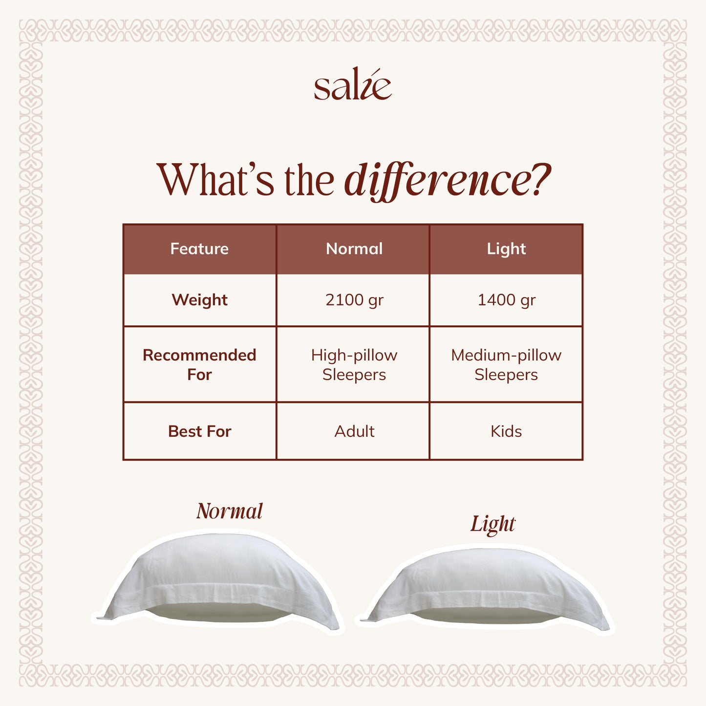 Adult Head Pillow Amelia Collection - SALIE