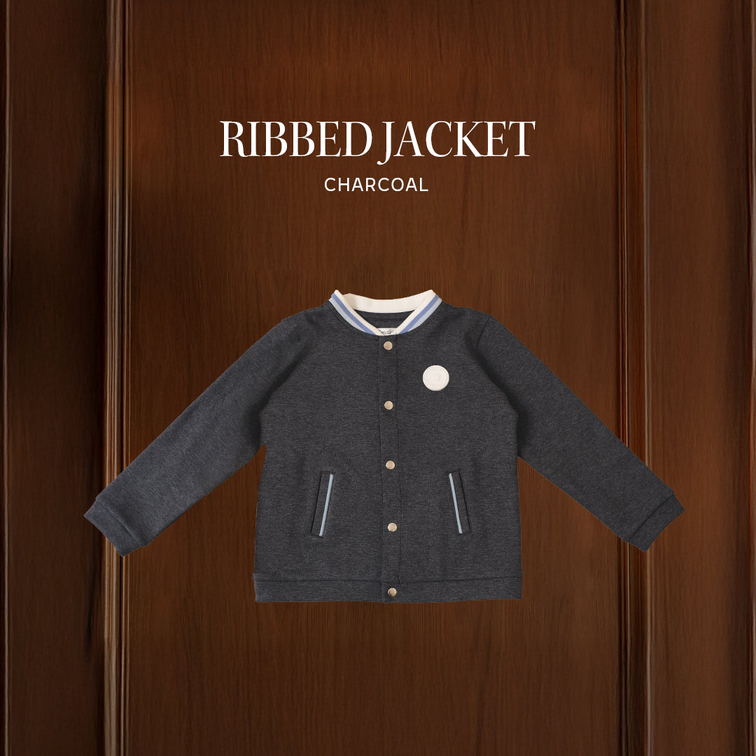 Ribbed Jacket & Cotton Twill Shorts in Charcoal - Bonclair x Emily Jaury