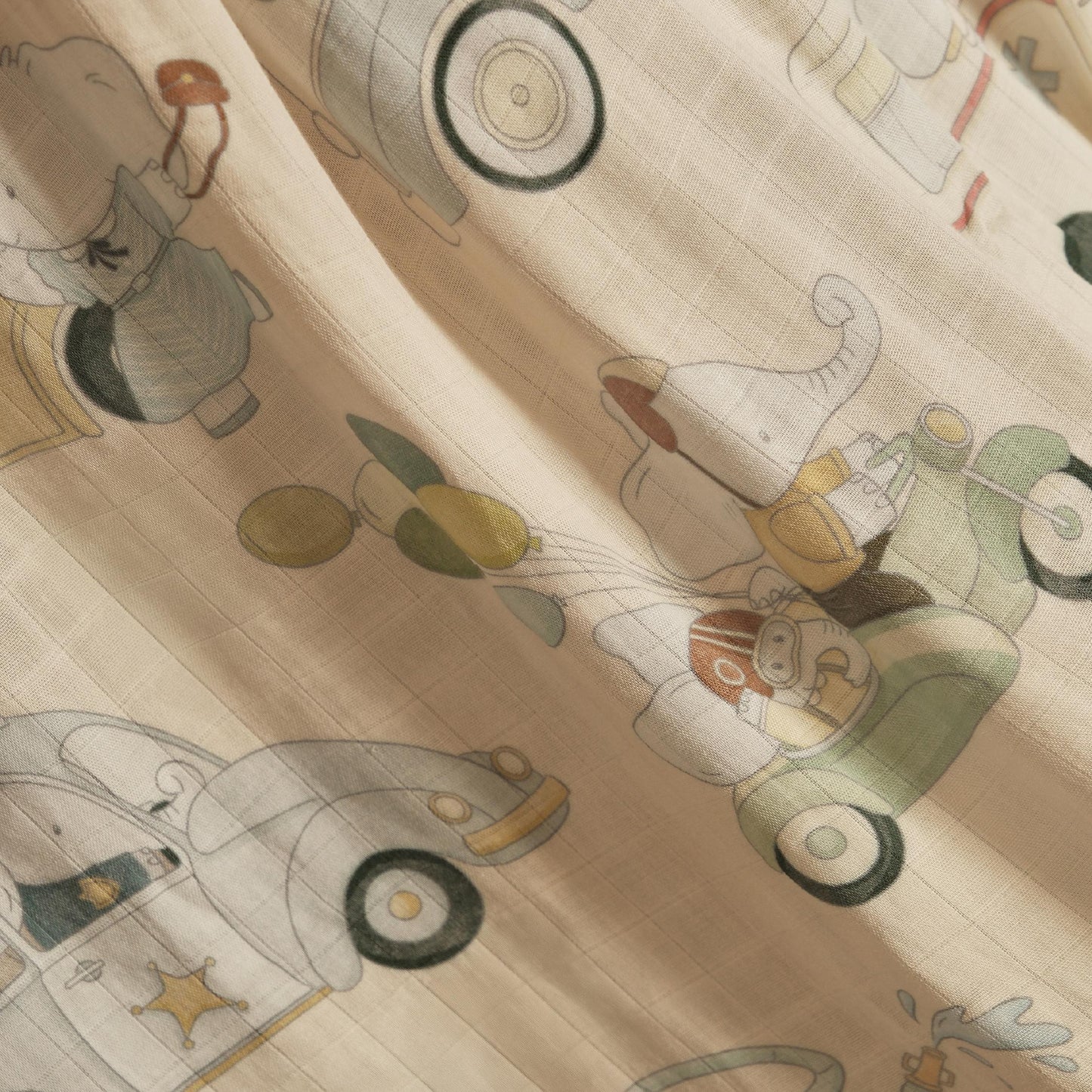 Muslin Swaddle Whimsical Wheels - Mademoisally