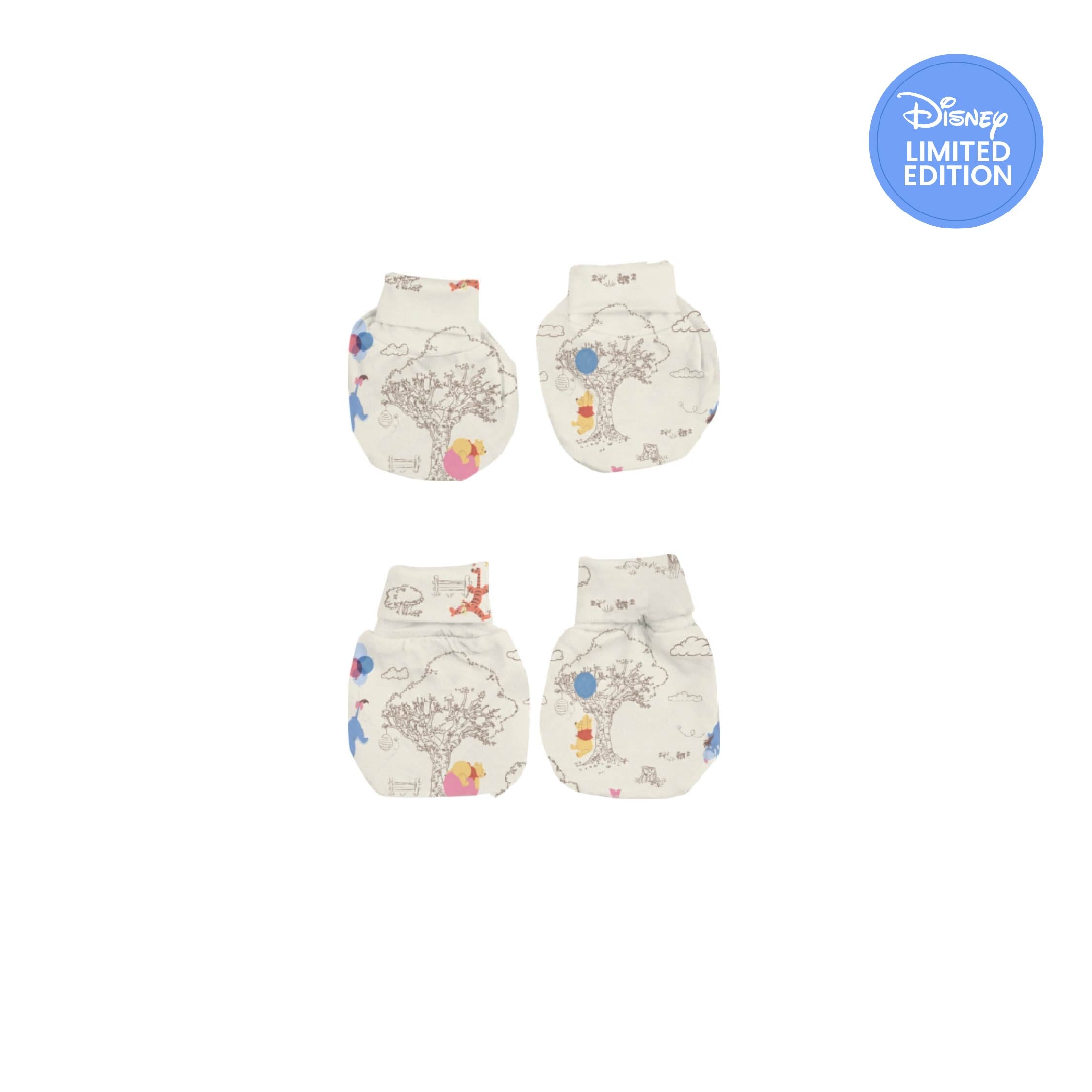 Babyhug Disney 100% Cotton Cap Mittens & Booties Set With Winnie The Pooh Print Pink & White - Diameter 12 cm main image 1