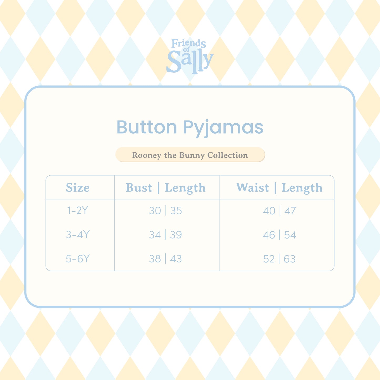 Button Pyjamas Sky Blue - Rooney the Bunny