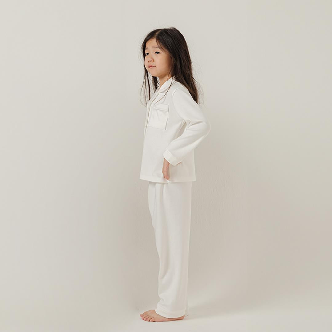 Cotton Long Button Pyjamas in Milk - Bonclair