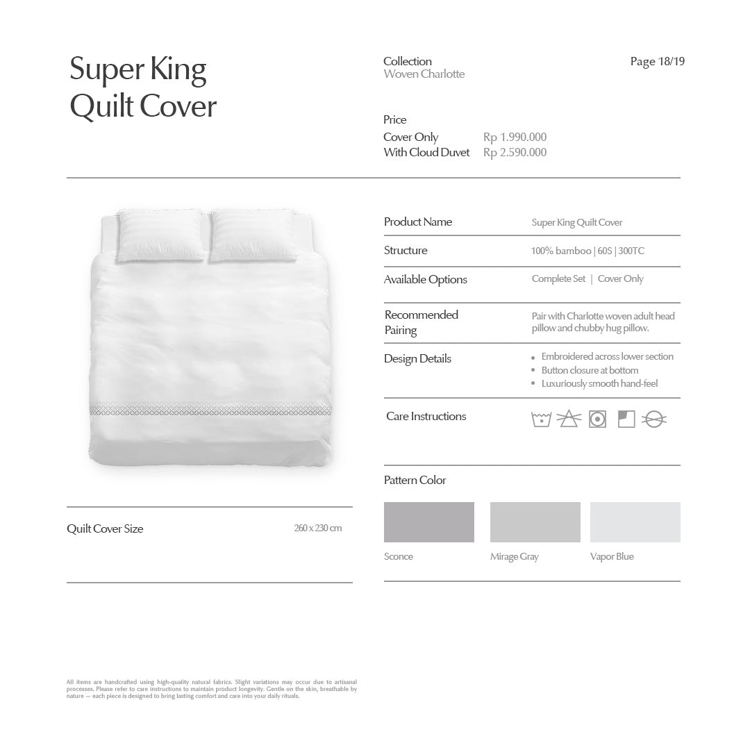 Super King Quilt Cover Super King Bed Charlotte Collection - SALIE