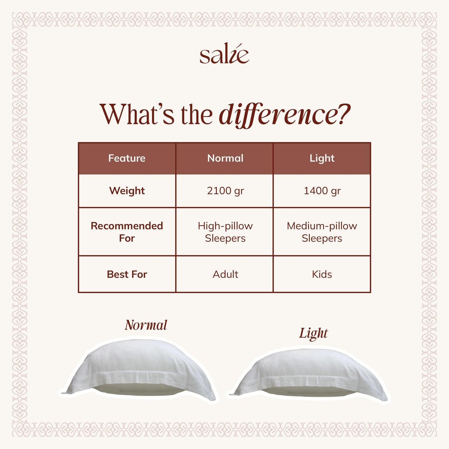 Adult Head Pillow Luna Collection - SALIE