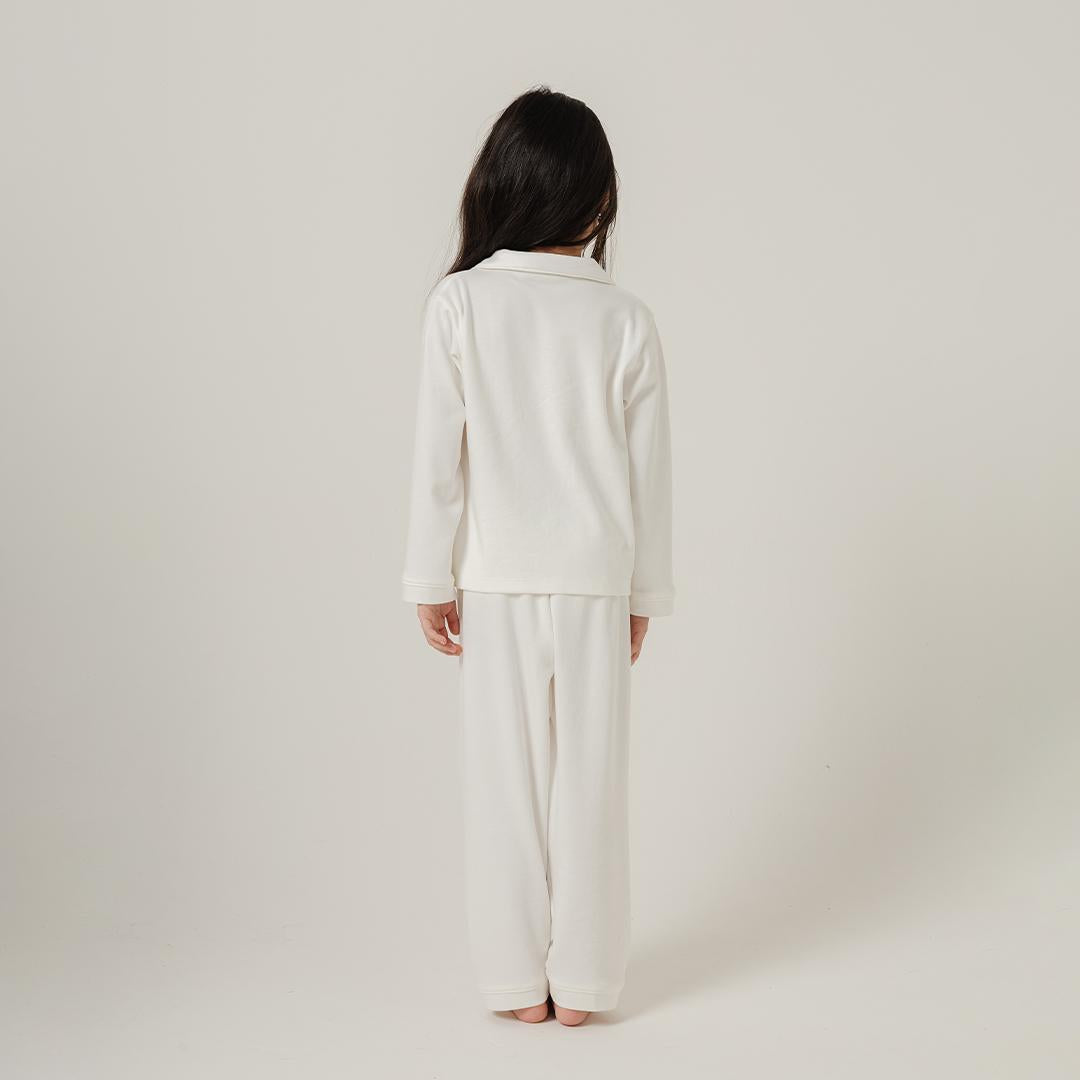 Cotton Long Button Pyjamas in Milk - Bonclair