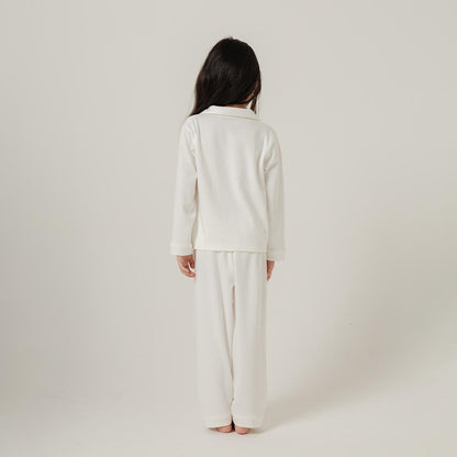 Cotton Long Button Pyjamas in Milk - Bonclair