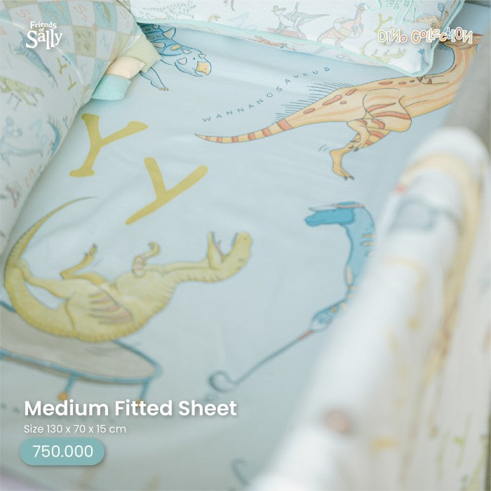 Bamboo Woven Medium Fitted Sheet - Dino Collection