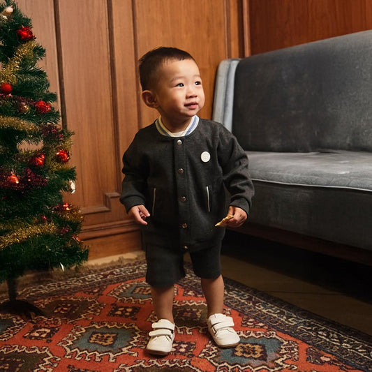 Ribbed Jacket & Cotton Twill Shorts in Charcoal - Bonclair x Emily Jaury