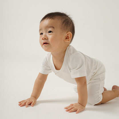 Short Wrapover Bodysuit Set in Milk - Bonclair