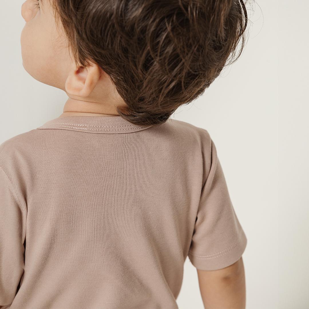 Short Wrapover Bodysuit Set in Taupe - Bonclair
