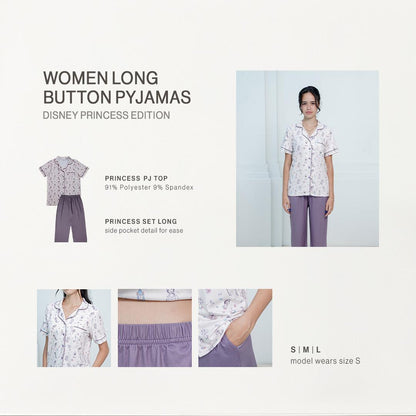 Women Long Button Pyjamas Disney Princess - SALIE