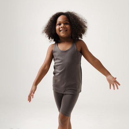 Kids Seamless Tank Set in Charcoal Grey - Bonclair