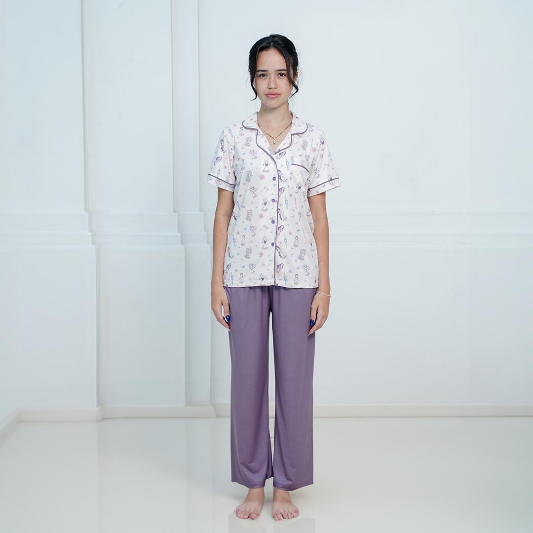 Women Long Button Pyjamas Disney Princess - SALIE