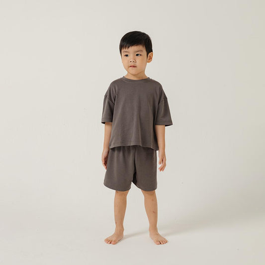 Kids Oversized Crew Neck Set in Charcoal Grey - Bonclair