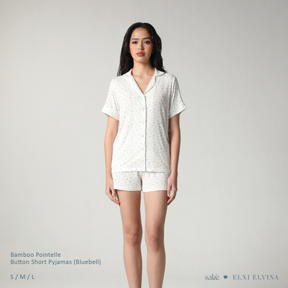 SALIE X Elxi Elvina - Bamboo Pointelle Button Short Pyjamas in Bluebell