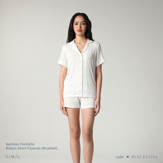 SALIE X Elxi Elvina - Bamboo Pointelle Button Short Pyjamas in Bluebell