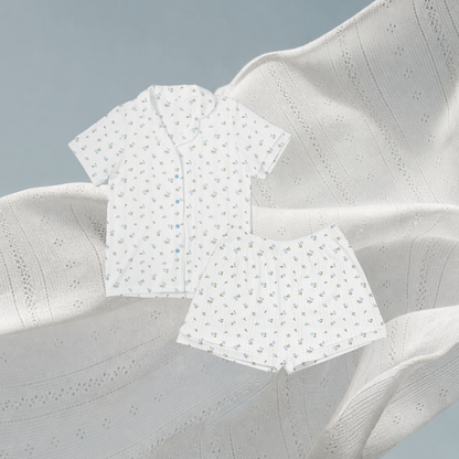 SALIE X Elxi Elvina - Bamboo Pointelle Button Short Pyjamas in Bluebell