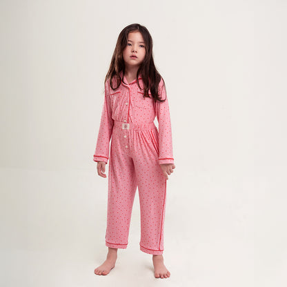 Kids Bamboo Long Button PJs Confetti Hearts - SALIE x Michimomo