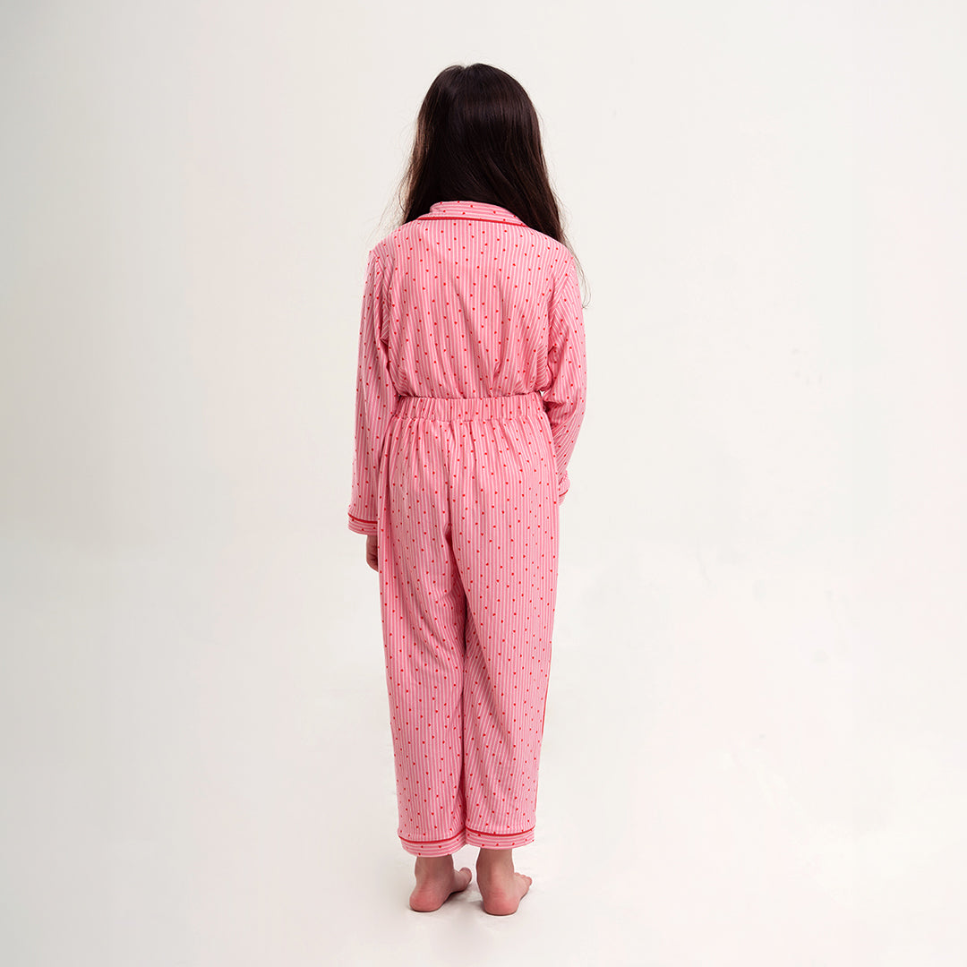 Kids Bamboo Long Button PJs Confetti Hearts - SALIE x Michimomo
