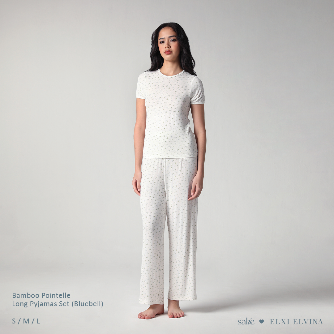 SALIE X Elxi Elvina - Bamboo Pointelle Long Pyjamas Set in Bluebell