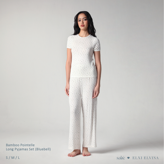 SALIE X Elxi Elvina - Bamboo Pointelle Long Pyjamas Set in Bluebell