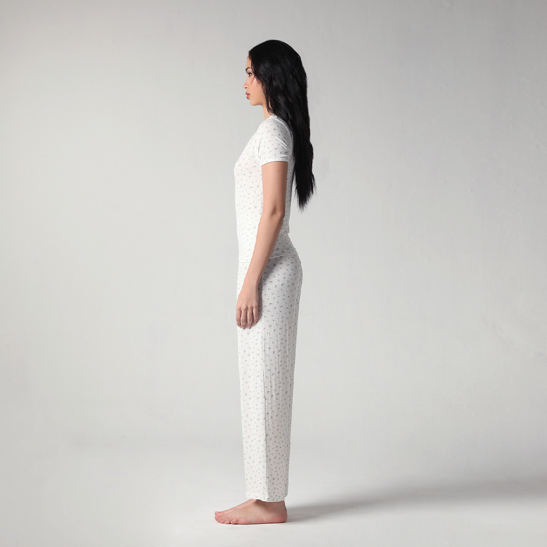 SALIE X Elxi Elvina - Bamboo Pointelle Long Pyjamas Set in Bluebell