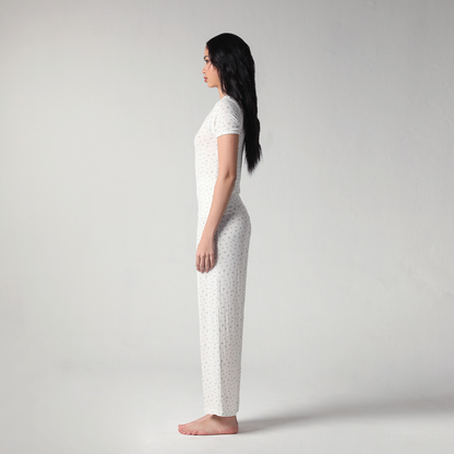 SALIE X Elxi Elvina - Bamboo Pointelle Long Pyjamas Set in Bluebell