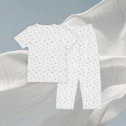 SALIE X Elxi Elvina - Bamboo Pointelle Long Pyjamas Set in Bluebell