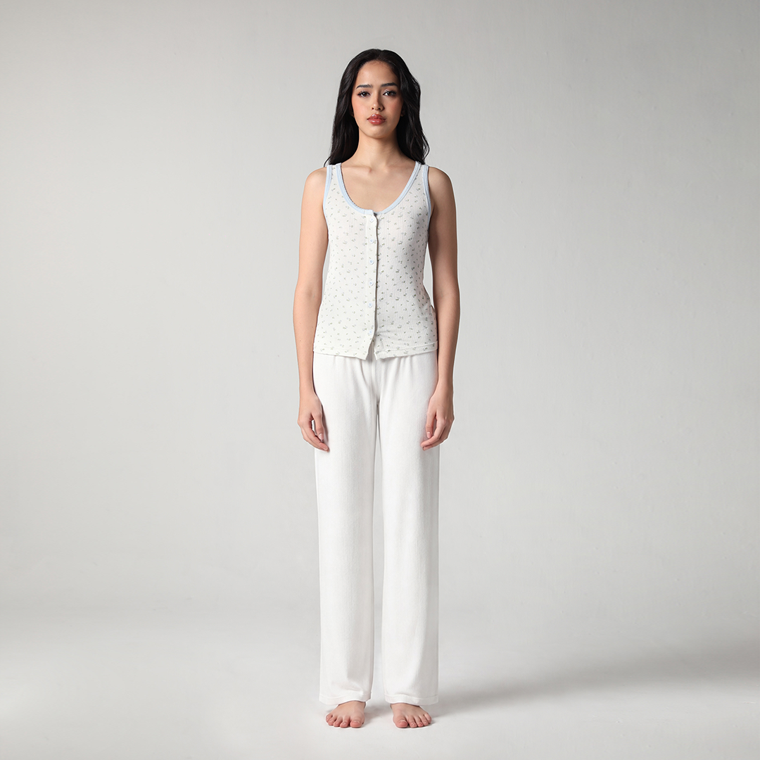 SALIE X Elxi Elvina - Bamboo Pointelle Tank in Bluebell