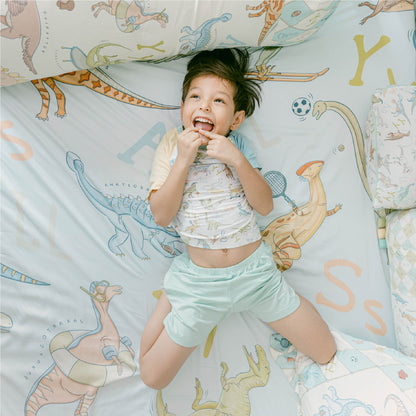 Bamboo Woven Large Fitted Sheet - Dino