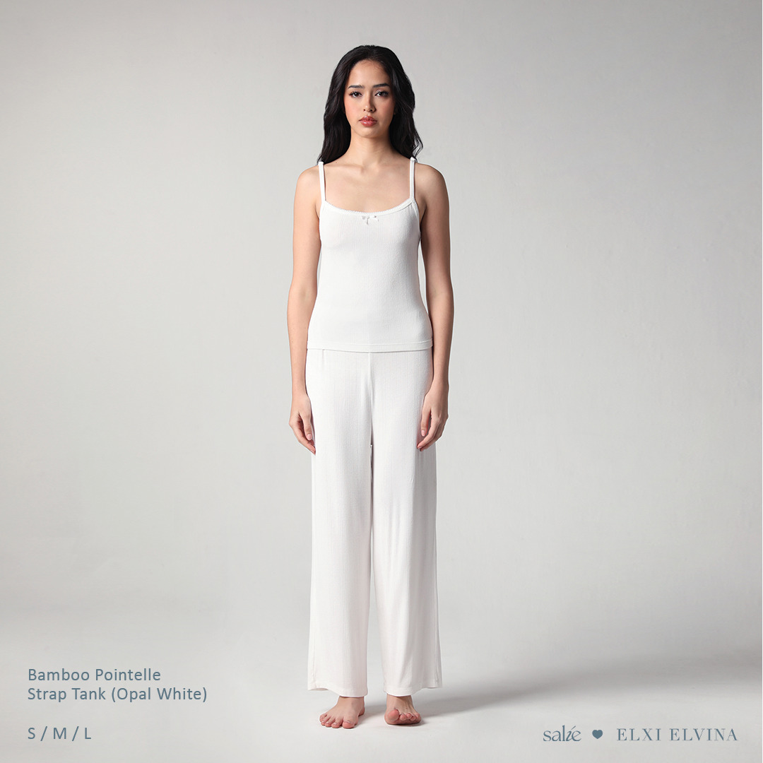 SALIE X Elxi Elvina - Bamboo Pointelle Strap Tank in Opal White
