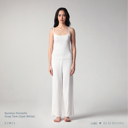 SALIE X Elxi Elvina - Bamboo Pointelle Strap Tank in Opal White