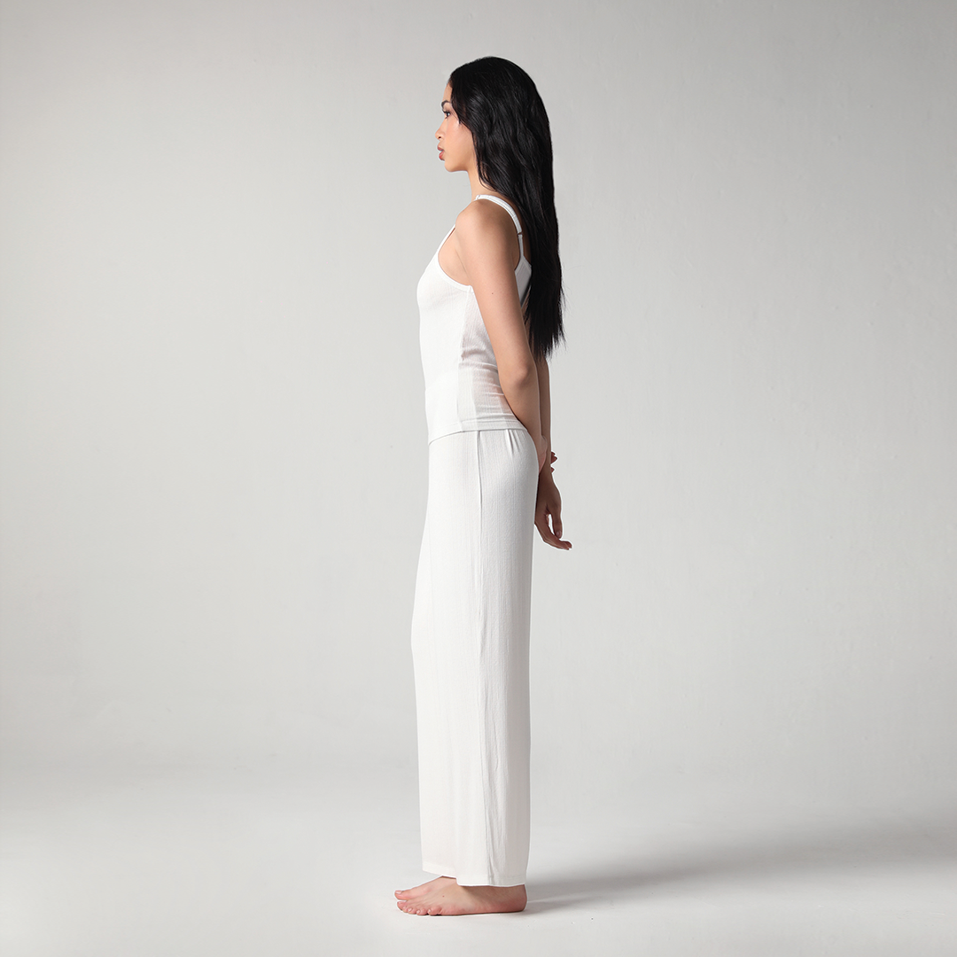 SALIE X Elxi Elvina - Bamboo Pointelle Strap Tank in Opal White
