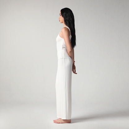 SALIE X Elxi Elvina - Bamboo Pointelle Strap Tank in Opal White