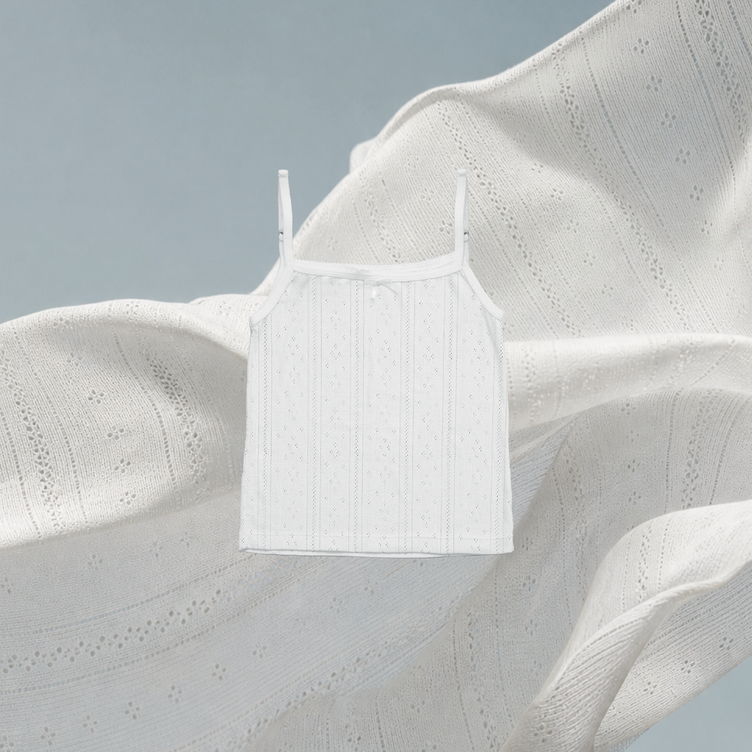 SALIE X Elxi Elvina - Bamboo Pointelle Strap Tank in Opal White
