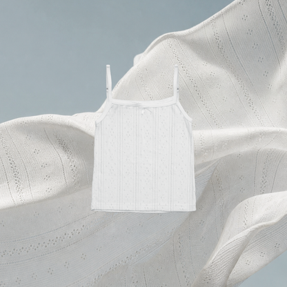 SALIE X Elxi Elvina - Bamboo Pointelle Strap Tank in Opal White