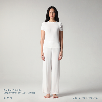 SALIE X Elxi Elvina - Bamboo Pointelle Long Pyjamas Set in Opal White