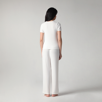 SALIE X Elxi Elvina - Bamboo Pointelle Long Pyjamas Set in Opal White