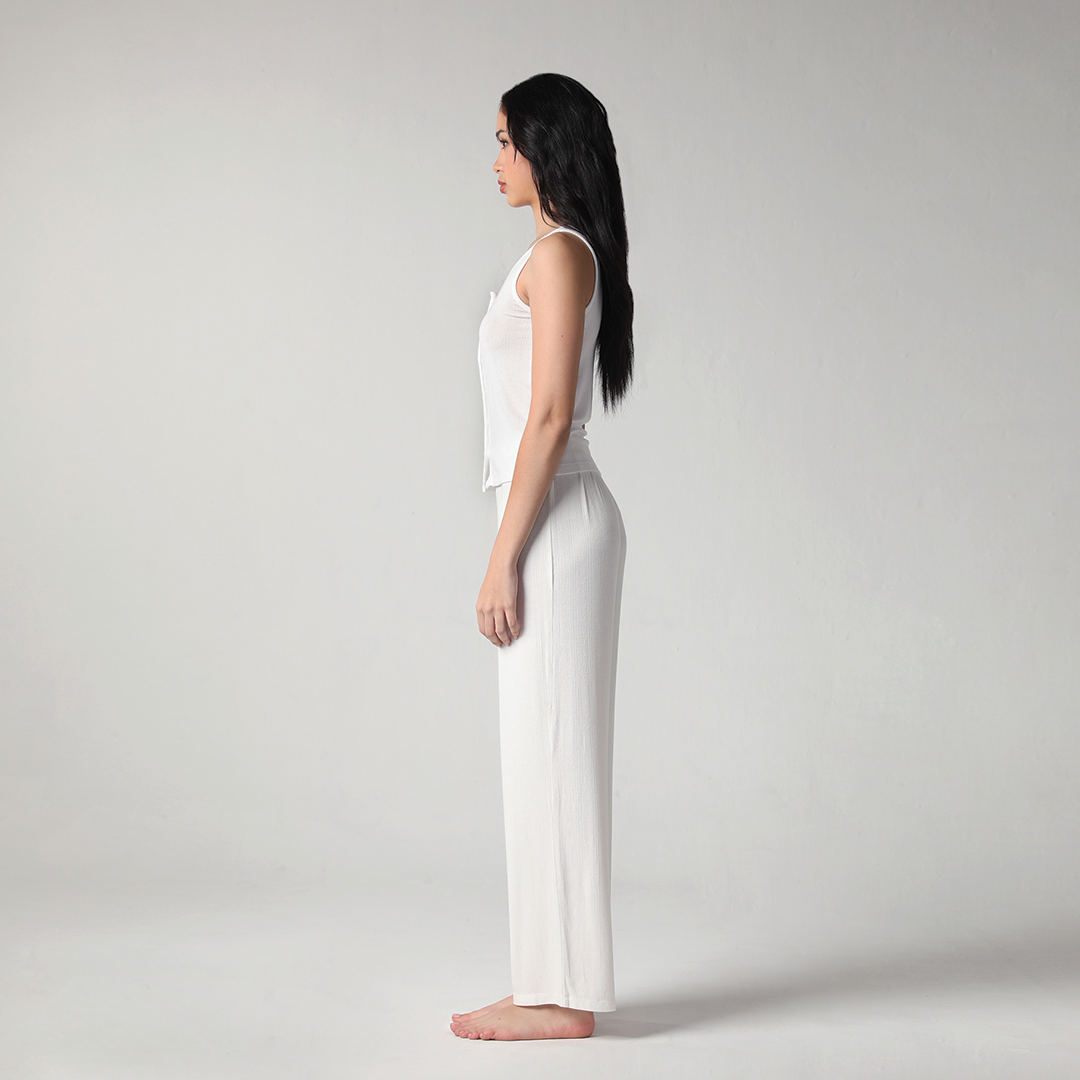SALIE X Elxi Elvina - Bamboo Pointelle Tank in Opal White
