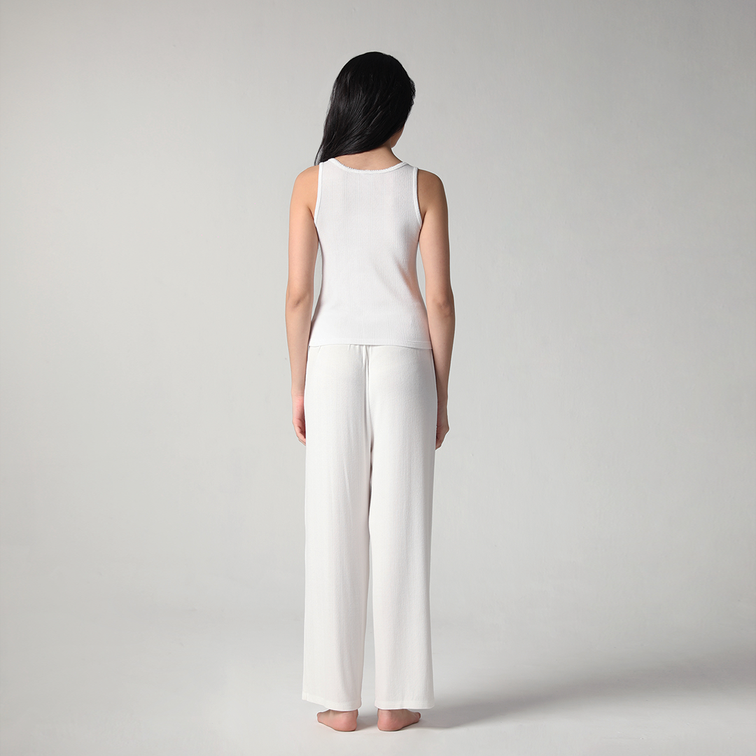 SALIE X Elxi Elvina - Bamboo Pointelle Tank in Opal White