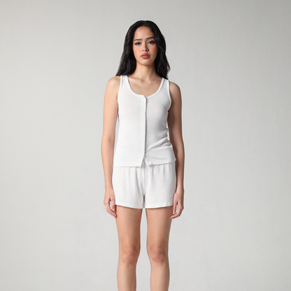 SALIE X Elxi Elvina - Bamboo Pointelle Tank in Opal White