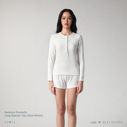 SALIE X Elxi Elvina - Bamboo Pointelle Long Sleeves Top in Opal White