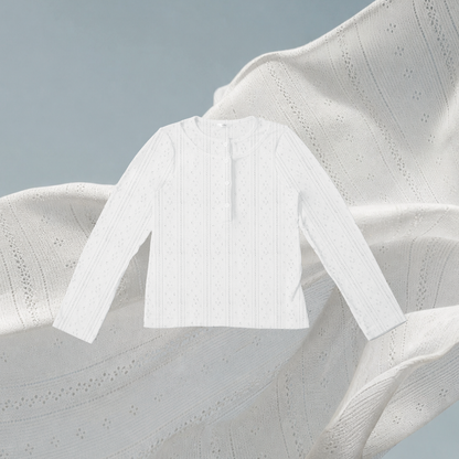 SALIE X Elxi Elvina - Bamboo Pointelle Long Sleeves Top in Opal White