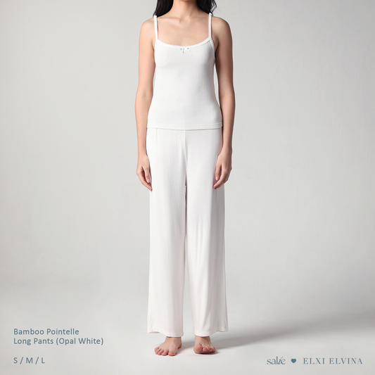 SALIE X Elxi Elvina - Bamboo Pointelle Long Pants in Opal White