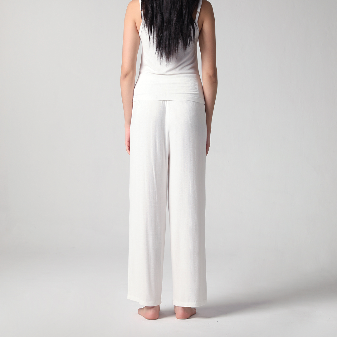 SALIE X Elxi Elvina - Bamboo Pointelle Long Pants in Opal White