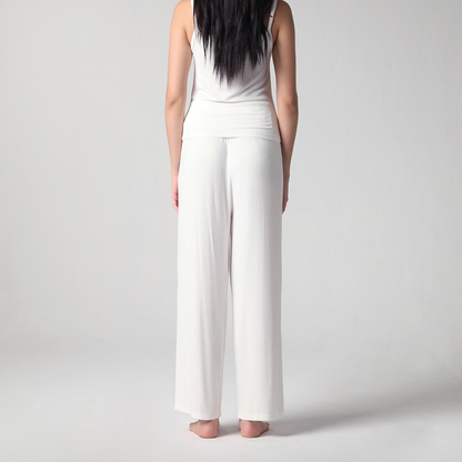 SALIE X Elxi Elvina - Bamboo Pointelle Long Pants in Opal White