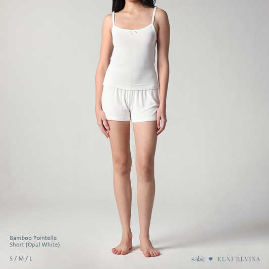 SALIE X Elxi Elvina - Bamboo Pointelle Shorts in Opal White