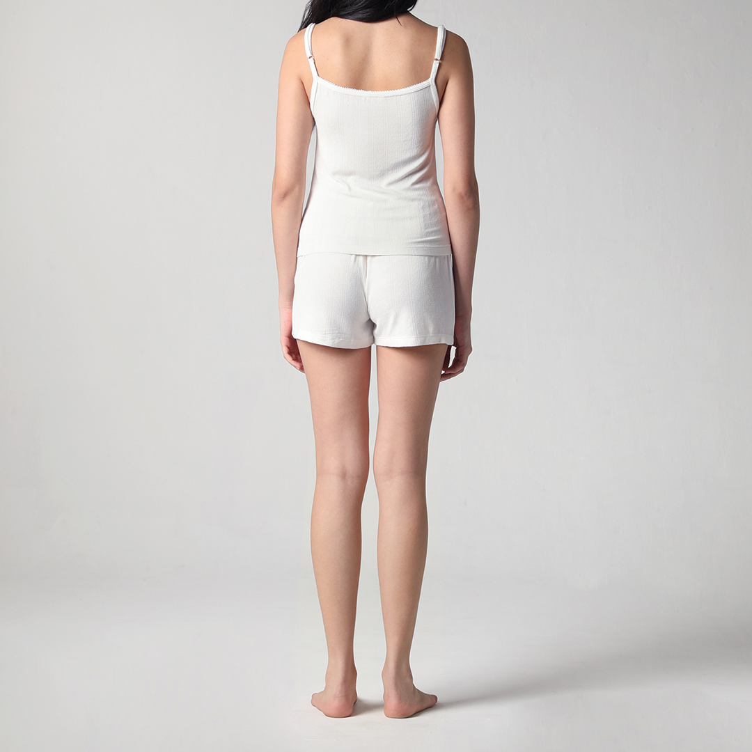 SALIE X Elxi Elvina - Bamboo Pointelle Shorts in Opal White