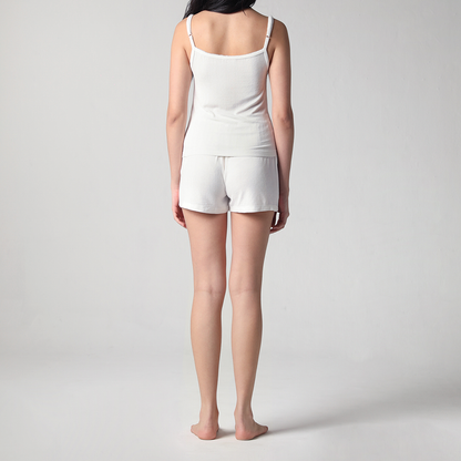 SALIE X Elxi Elvina - Bamboo Pointelle Shorts in Opal White