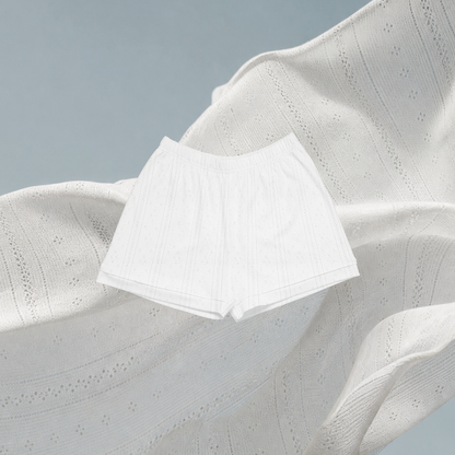 SALIE X Elxi Elvina - Bamboo Pointelle Shorts in Opal White